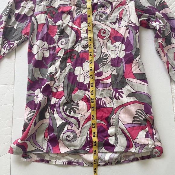 Columbia Blouse Womens Extra Small Purple Floral Outdoor Viscose Spring Casual - Picture 11 of 11